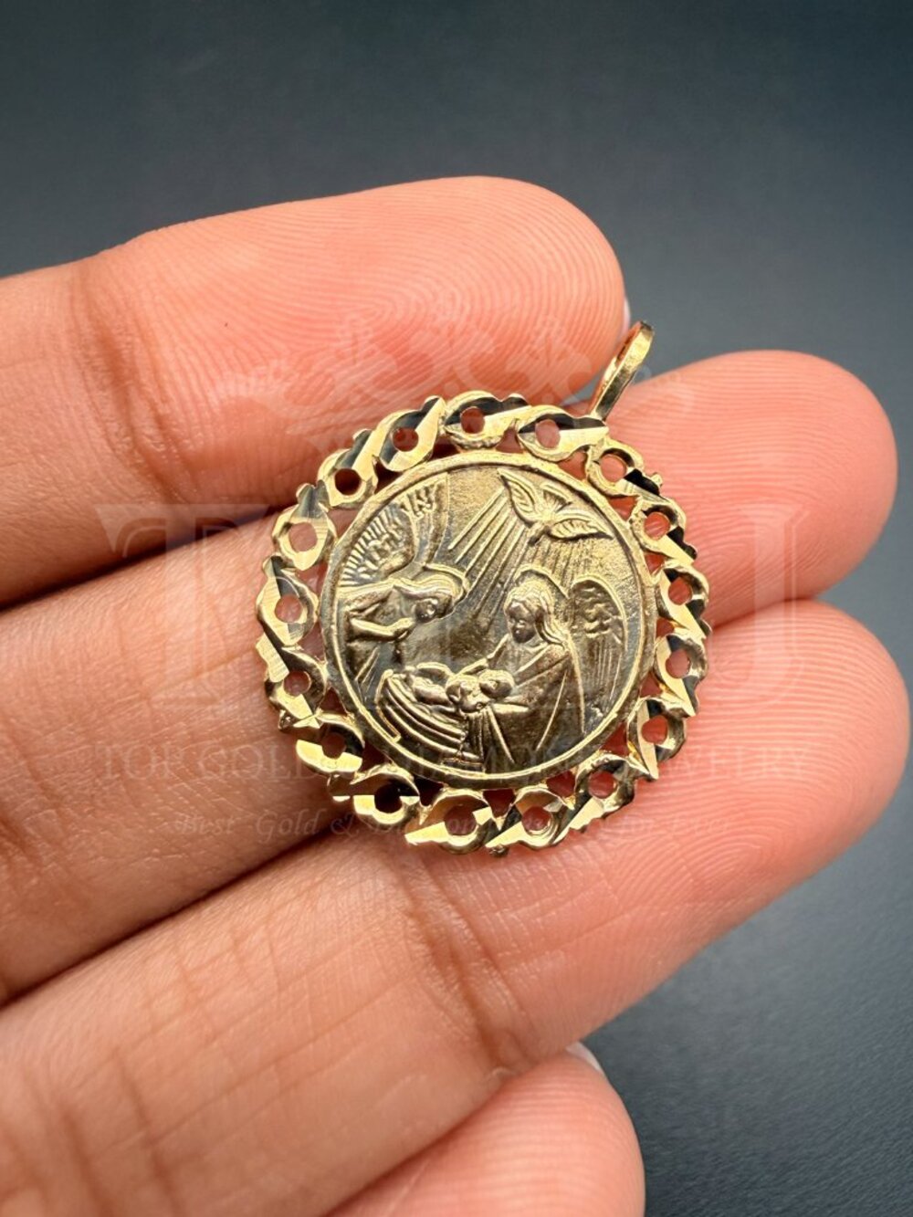 14K Yellow Gold Baptism Pendant